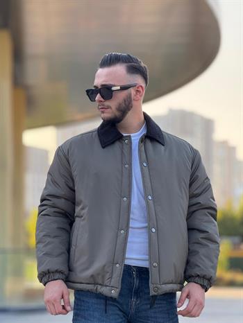 Kadife Yaka Detalı Dolumlu Mont (İGY15)