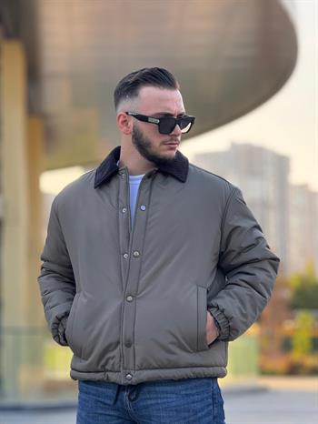 Kadife Yaka Detalı Dolumlu Mont (İGY15)