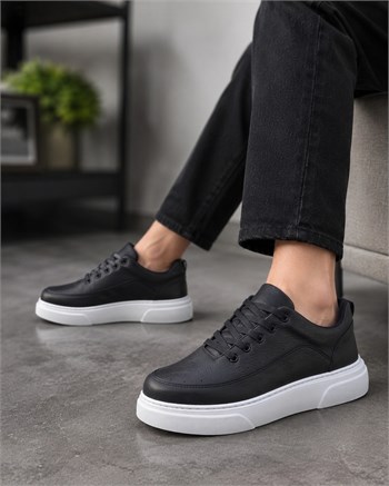 Kalın Beyaz Tabanlı Mat Deri Erkek Sneaker (AYKS22)