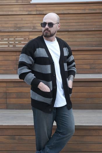 Kalın Çizgi Detaylı Hırka (MEVS25)