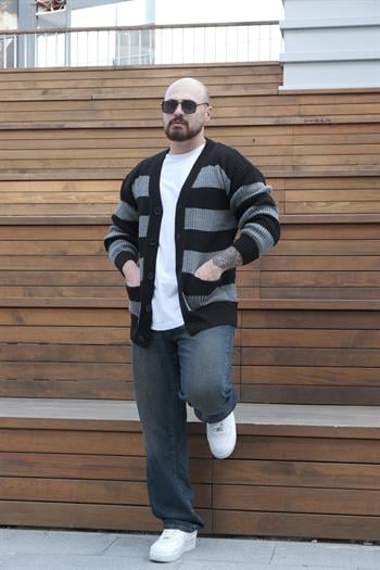 Kalın Çizgi Detaylı Hırka (MEVS25)