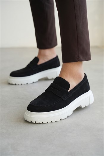 Kalın Taban Tasarım Deri Loafer Ayakkabı (AYKSB15)