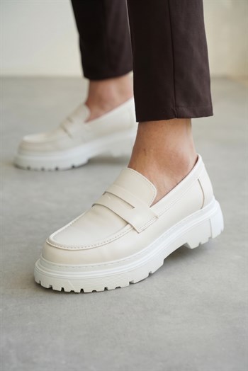 Kalın Taban Tasarım Deri Loafer Ayakkabı (AYKB15)