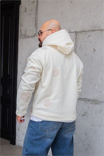 Kanguru Cepli Rahat Kesim Nakışlı Polar Sweatshirt (SVTB95)