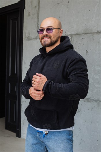 Kanguru Cepli Rahat Kesim Nakışlı Polar Sweatshirt (SVTS95)