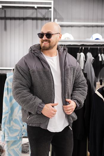 Kapüşonlu Dolumlu Peluş Mont (MOG07)