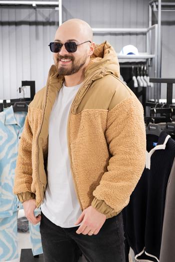 Kapüşonlu Dolumlu Peluş Mont (MOK07)