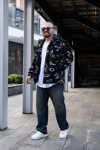 Kapüşonlu Oversize Peluş Mont (MT17)