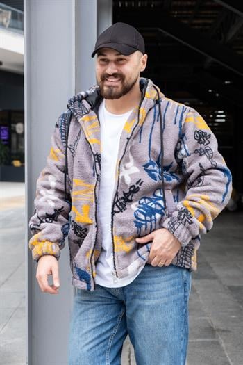 Kapüşonlu Oversize Peluş Mont (MTG14)