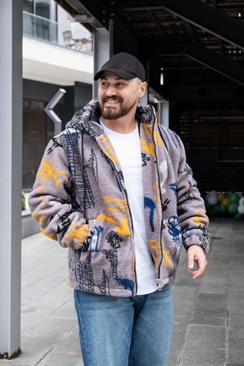 Kapüşonlu Oversize Peluş Mont (MTG14)