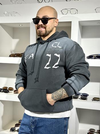 Kapüşonlu Üç İplik Kampanyalı Sweatshirt (SVTG76)