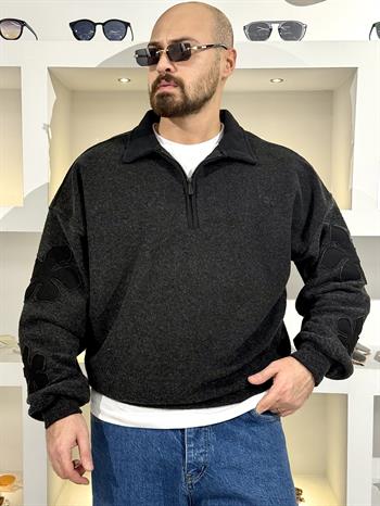 Kaşe Kumaş Polo Yaka Oversize Sweat (SVTS61)
