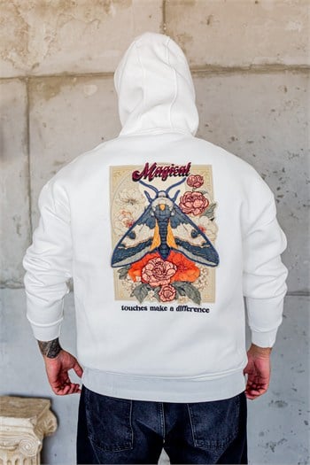 Kelebek Motifli Kanguru Cepli Rahat Kesim Sweatshirt (SVTB114)