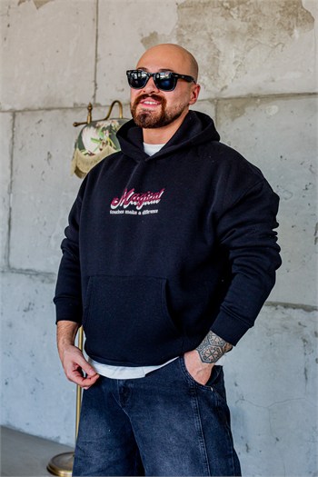 Kelebek Motifli Kanguru Cepli Rahat Kesim Sweatshirt (SVTS114)