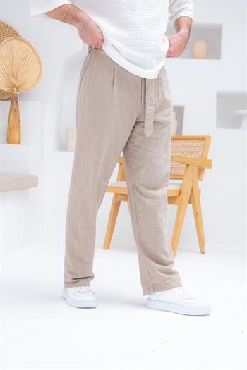 Kemer Detaylı Keten Baggy Pantolon (JGK31)