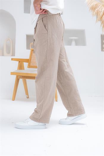 Kemer Detaylı Keten Baggy Pantolon (JGK31)
