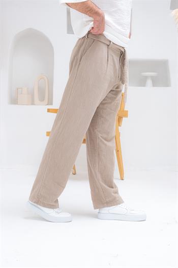 Kemer Detaylı Keten Baggy Pantolon (JGK31)