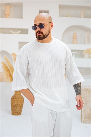Kendinden Desenli Oversize T-Shirt (TSB98)