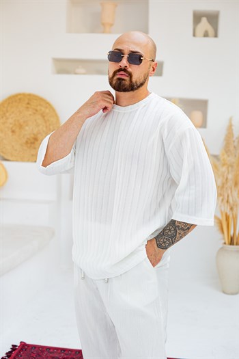 Kendinden Desenli Oversize T-Shirt (TSB98)