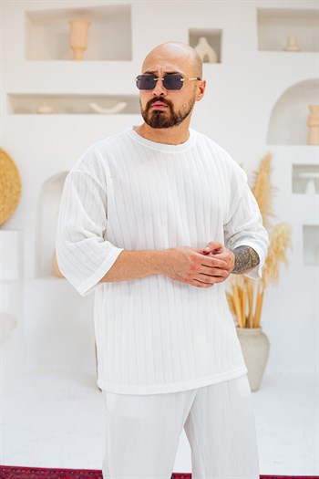 Kendinden Desenli Oversize T-Shirt (TSB98)