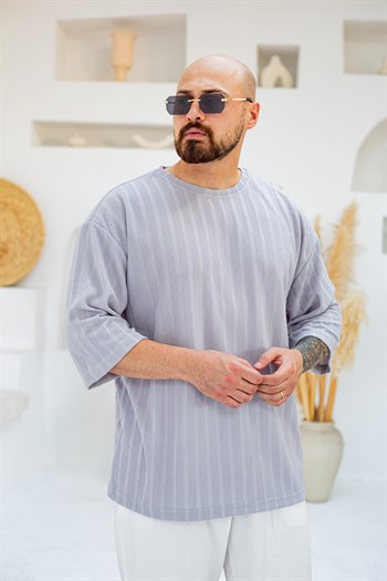 Kendinden Desenli Oversize T-Shirt (TSG98)