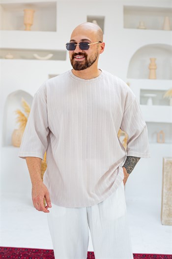 Kendinden Desenli Oversize T-Shirt (TSK98)