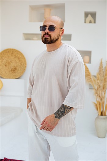 Kendinden Desenli Oversize T-Shirt (TSK98)