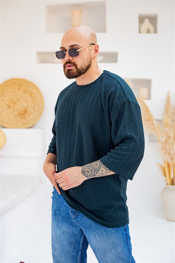 Kendinden Desenli Oversize T-Shirt (TSM98)
