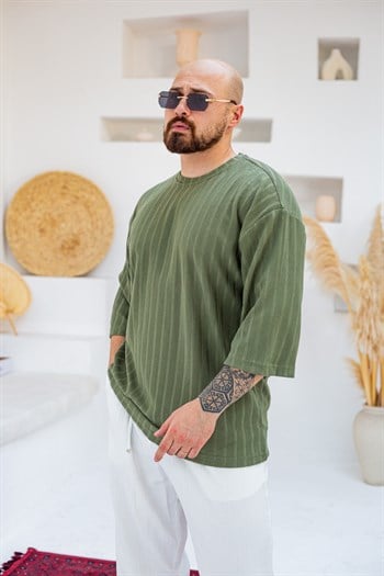 Kendinden Desenli Oversize T-Shirt (TSY98)