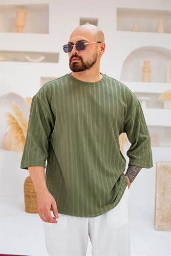 Kendinden Desenli Oversize T-Shirt (TSY98)