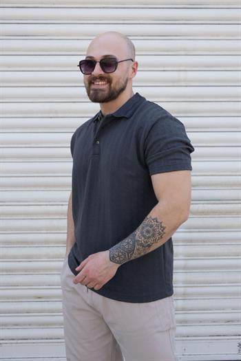 Kendinden Desenli Polo Yaka T-Shirt (TSY03)