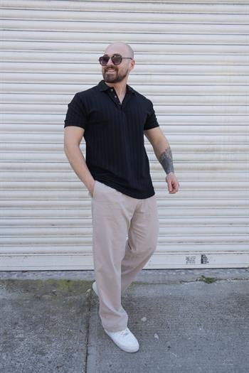 Kendinden Desenli Polo Yaka T-Shirt (TSS03)