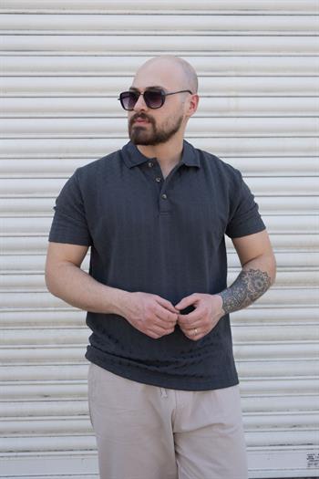 Kendinden Desenli Polo Yaka T-Shirt (TSY03)