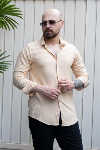 Kendinden Desenli Slim Fit Gömlek (GMKR29)