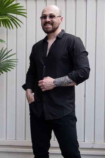 Kendinden Desenli Slim Fit Gömlek (GMS29)