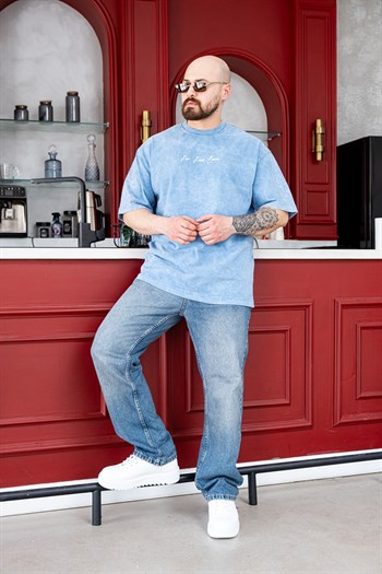 Kol ve Omuzu Nakış Detaylı Yıkamalı OversizeT-Shirt (TSM76)
