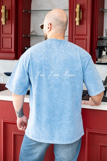 Kol ve Omuzu Nakış Detaylı Yıkamalı OversizeT-Shirt (TSM76)