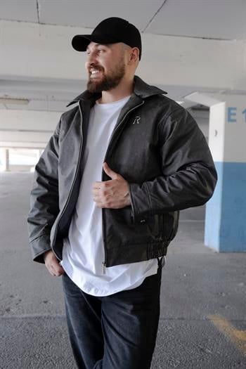 Kot Desenli Rahat Kalıp Deri Mont (MEVA06)