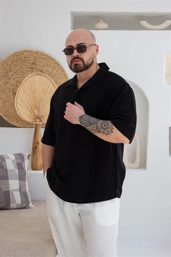 Krinkıl Kumaş Rahat Kalıp Polo Yaka T-Shirt (TSS42)