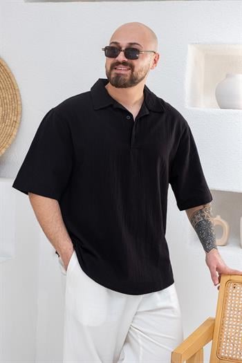 Krinkıl Kumaş Rahat Kalıp Polo Yaka T-Shirt (TSS42)