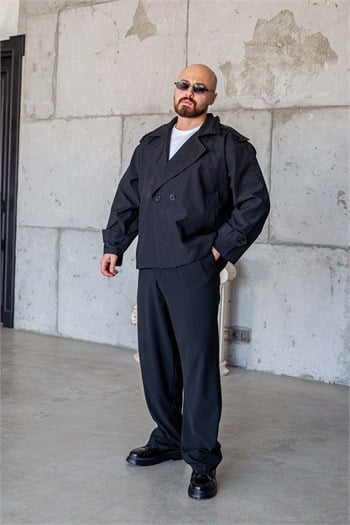 Kruvaze Yaka Oversize Erkek Ceket (MEVS88)