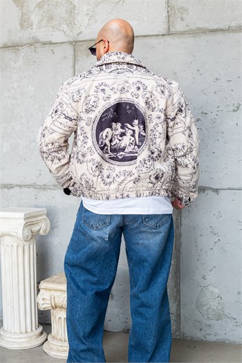 Melek Baskılı Oversize Vintage Tasarım Erkek Ceket (MEV67)
