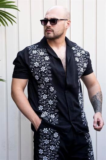 Nakış Detaylı Keten Kumaş Rahat Kalıp Takım (TKS15)