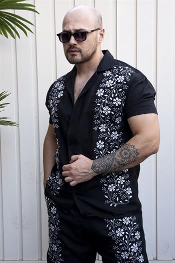 Nakış Detaylı Keten Kumaş Rahat Kalıp Takım (TKS15)