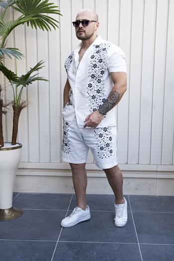 Nakış Detaylı Keten Kumaş Rahat Kalıp Takım (TKB15)