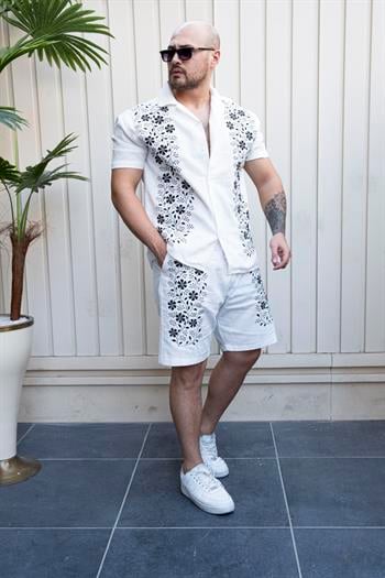 Nakış Detaylı Keten Kumaş Rahat Kalıp Takım (TKB15)