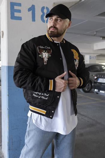 Nakış Detaylı Rahat Kalıp Kolej Ceket (MEVS07)