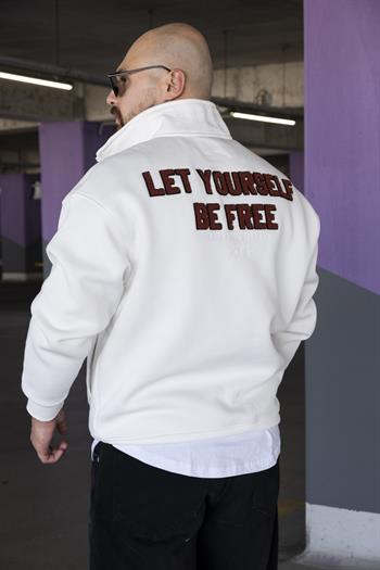 Nakış Detaylı Yarım Fermuarlı Rahat Kalıp Sweatshirt (SVTB11)