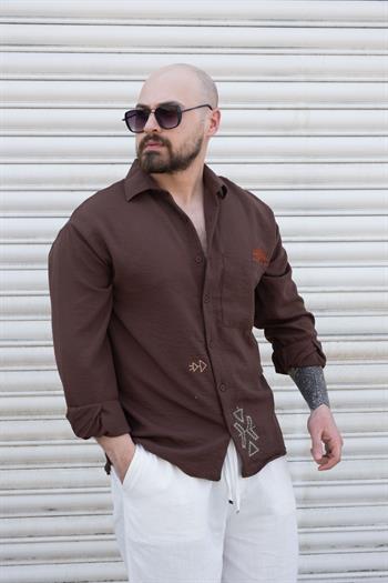 Nakışlı Rahat Kalıp Gömlek (GMK13)