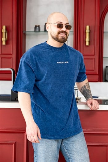 Nakışlı ve Sırtı Baskı Detaylı Yıkamalı OversizeT-Shirt (TSM75)